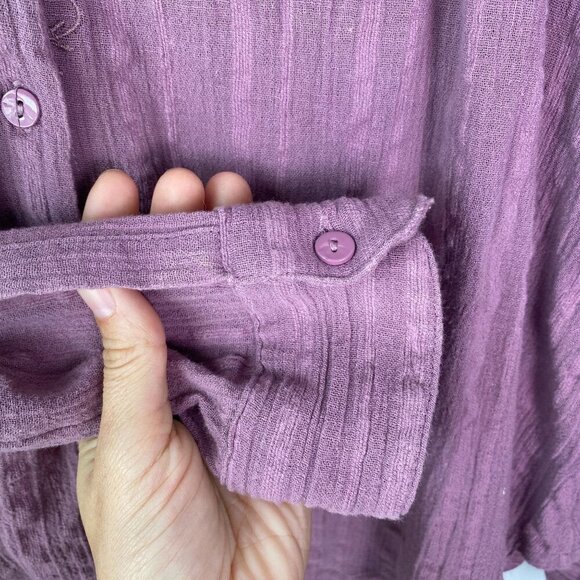 Free People Shirt Carter Dobby Cotton Button Down Purple Size M Bohemian - Picture 9 of 10